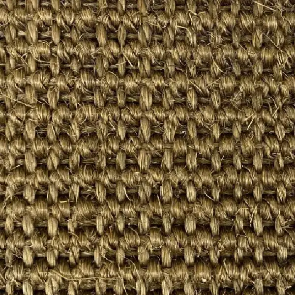 Close-up of boucle olive sisal carpet