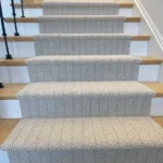Front view of herringbone carpet stair runner